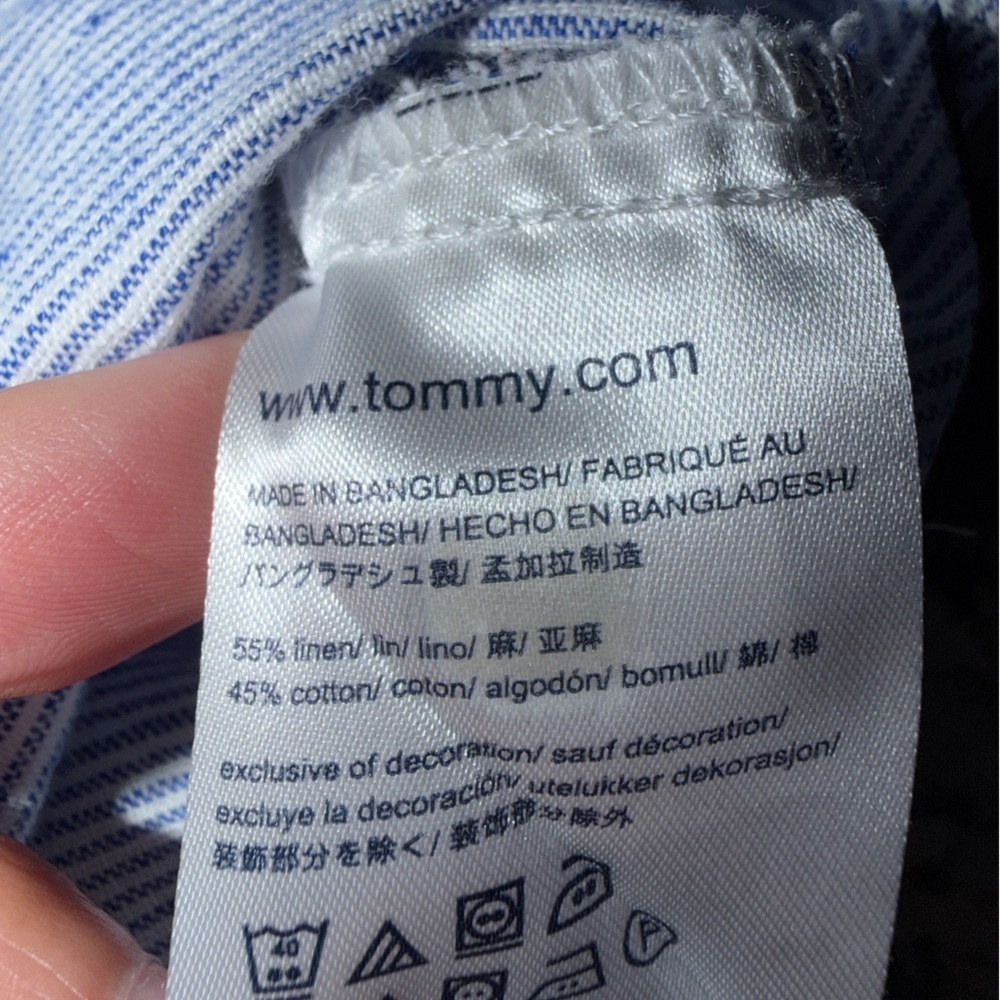 TOMMY HILFIGER Toddler Boy's Long Sleeve Button Down Blue/White Shirt Size 2T - Picture 6 of 7
